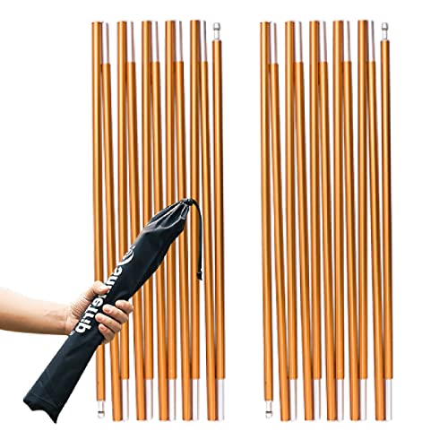 TRIWONDER Tent Pole 2 PCS – Aluminium Rod Tent Pole Replacement Accessories Tent Bar Tent Building Supporting Rod Awning Frames Kit for Hiking Camping (Gold – 11.81ft)