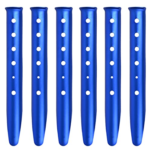TRIWONDER 6X Snow and Sand Tent Stakes Pegs – Aluminum U-Shaped Tent Pegs Tent Nails Lightweight for Camping Hiking Backpacking (Blue – U-Shaped – 12.2 Inches)