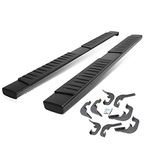 6 Inches Side Step Nerf Bar Running Boards Compatible with Chevy Silverado GMC Sierra Crew Cab 07-19, Aluminum, Black Powdercoated