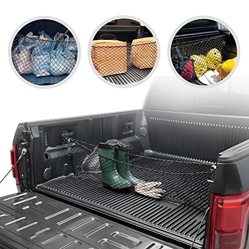 Envelope Style Trunk Mesh Cargo Net For Ford F150 2015 – 2023 Car Accessories – Premium Trunk Organizers and Storage – Cargo Bed for Pickup Truck