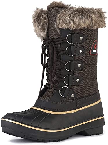 DREAM PAIRS Women’s DP-Canada Brown Faux Fur Lined Mid Calf Winter Snow Boots Size 10 M US