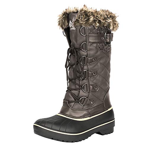 DREAM PAIRS Women’s DP-Avalanche Brown Faux Fur Lined Mid Calf Winter Snow Boots Size 9 M US