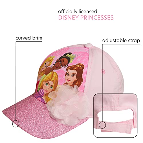 Disney Girls Princess Glitter Baseball Cap – Frozen Elsa, Anna, Cinderella, Belle, Ariel (2-7), Size 4-7 Years, Princess Pink | The Storepaperoomates Retail Market - Fast Affordable Shopping