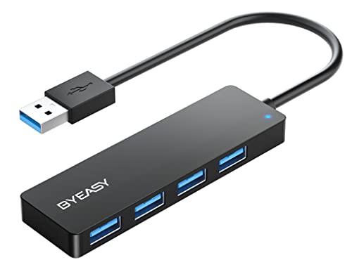 USB Hub, BYEASY 4 Port USB 3.0 Hub, Ultra Slim Portable Data Hub Applicable for iMac Pro, MacBook Air, Mac Mini/Pro, Surface Pro, Notebook PC, Laptop, USB Flash Drives, Tesla Model 3 and Mobile HDD