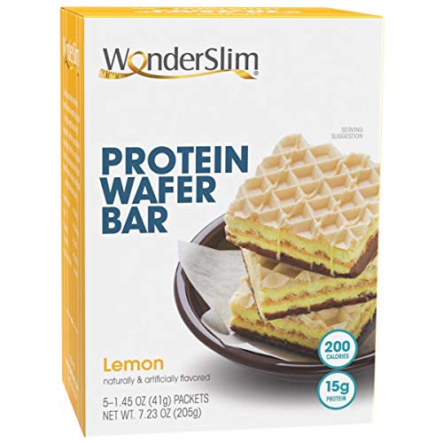 WonderSlim Protein Wafer Snack Bar, Lemon, 200 Calories, 15g Protein, 0mg Cholesterol (5ct)