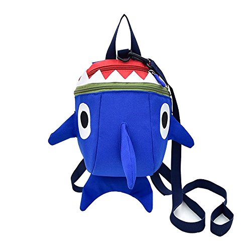Safety Kids Leash Backpack with Harness Leash Shark for Toddlers Boys Girls-Blue