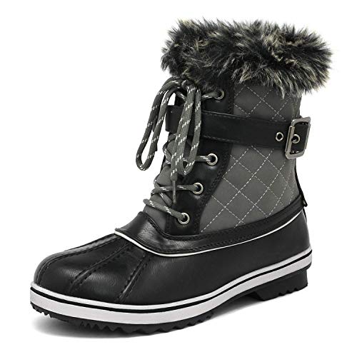 DREAM PAIRS Women’s River 3 Grey Mid Calf Waterproof Winter Snow Boots Size 8 M US