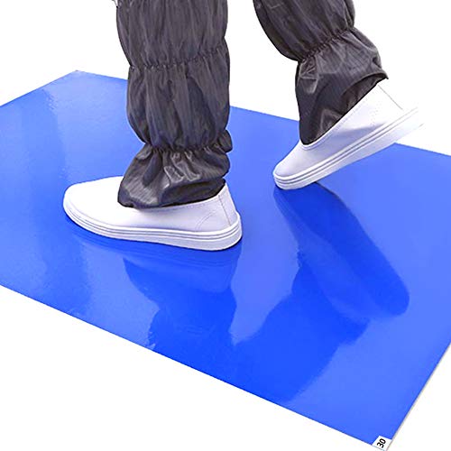 YAEHA Sticky Mats for Cleanrooms, Walk Off Tacky Mats for Construction Home Pets Warehouse Garage 24″x36″ Blue (4 Pads, 30 Sheets Each)