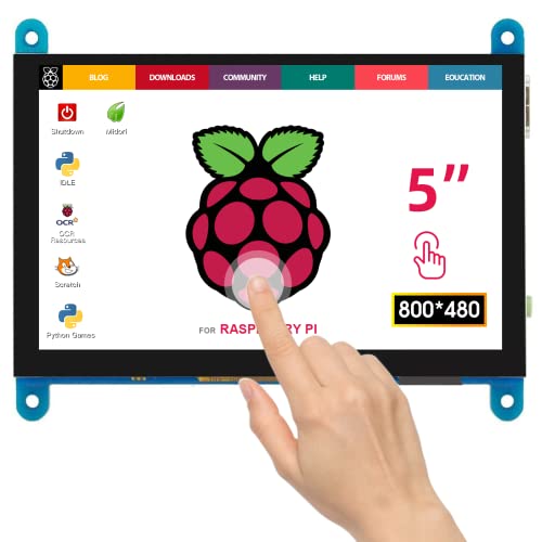 ELECROW Raspberry Pi Touchscreen Monitor 5 inch Screen Display 800×480 HDMI-Compatible with Raspberry Pi 4 3B+ 3B 2B BB Black Banana Pi Jetson Nano Windows PC