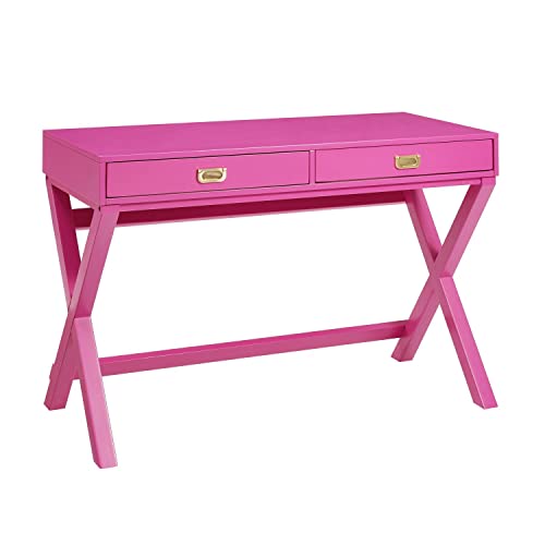 Linon PG138RSP01U Linon Home Decor Peggy Raspberry Pink Writing Desk Desk, Raspberry Pink, 44″W x 20″D x 30″H