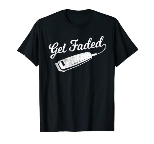 Vintage Distressed Barber T-Shirt – Get Faded Script Tail Te