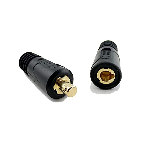 WeldingCity Dinse-Type Twist-Lock Welding Cable Insulated Connector Pair (M/F) 70-series (50-70mm AWG 1/0-3/0) for Welders Miller Lincoln ESAB Hobart and Others