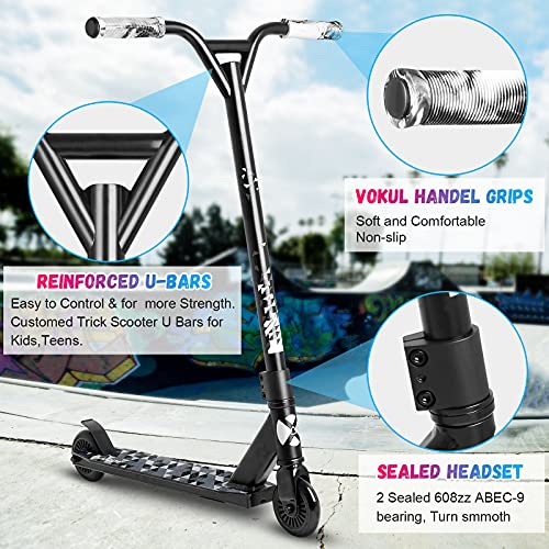 VOKUL Pro Trick Scooter for Kids 6 Years Up & Teens – Stylish Entry Level Stunt Freestyle Scooter with Stable Performance for Boys,Girls(New/Black) | The Storepaperoomates Retail Market - Fast Affordable Shopping