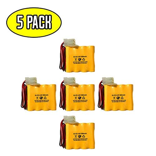 (5 Pack) 4.8v 800mah NICD Exit Sign Emergency Light Battery Pack Replacement ELB4865N LESB1R 277ELNF Lithonia ELB-4865N Interstate NIC0546 Exell EBE-123