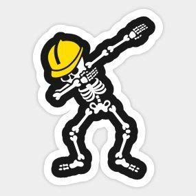 3 Pieces Construction Skeleton Worker Dabbing, Hard Hat Sticker Decal Helmet Label Funny