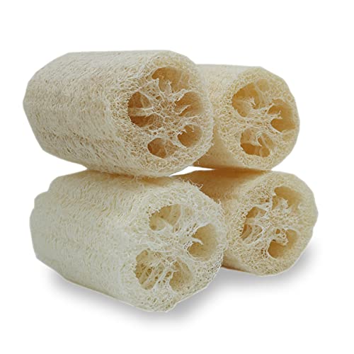 4″ Natural Loofah Exfoliating Body Sponge Scrubber for Skin Care in Bath Spa Shower Pack of 4