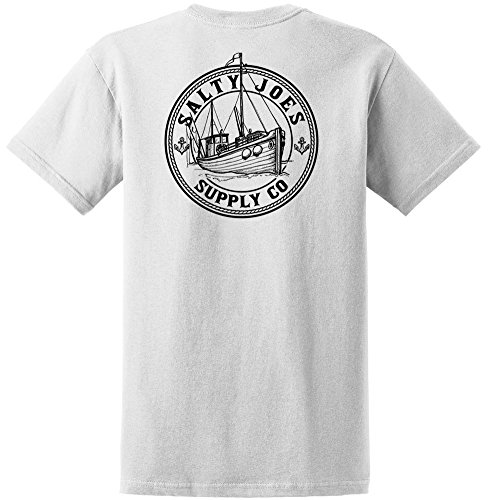 Salty Joe’s Mens Fishing Trawler Logo Heavyweight Tee-XL-White/b