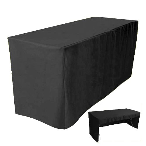 4LESS 6′ Fitted Tablecloth Table Cover Trade Show Event Open Back Side – 3 Sided Black