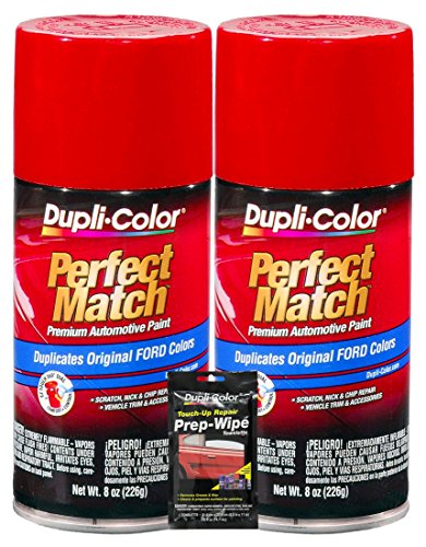 Dupli-Color Cardinal Red Exact-Match Automotive Paint for Ford Vehicles – 8 oz, Bundles with Prep Wipe (3 Items)