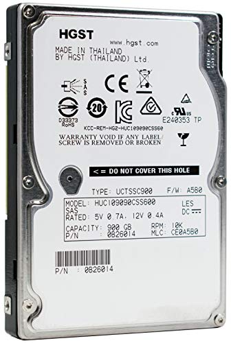 HGST Ultrastar C10K900 | HUC109090CSS600 | 0B26014 | 900GB 10K RPM SAS 6.0Gb/s 64MB Cache | 2.5in SFF | 512n | Cache Enterprise Hard Disk Drive HDD (Renewed)