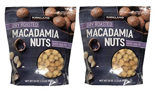 Kirkland Signature Dry Roasted Macadamia Nuts with Sea Salt, Resealable Bag (48 Ounce (Pack of 2, 24 OZ Each Pack))