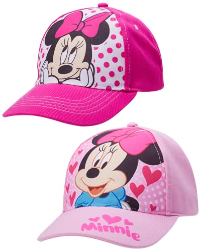Disney Girls’ 2 Pack Princess Baseball Hat: Minnie Mouse, Encanto Mirabel, Princess, Fancy Nancy, Vampirina (Toddler/Girl), Size Age 4-7, Minnie Mouse Pink