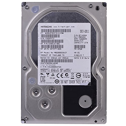 HP/Hitachi Ultrastar 7K3000 HUA723020ALA640 (MB2000EBUCF) 2TB 7200RPM 64MB Cache SATA 3.0Gb/s 3.5 inch Internal Hard Drive (Enterprise Grade) (Renewed)