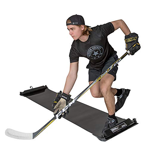 Better Hockey Extreme Slide Board – Portable IceHockey Training Aid, For Stamina, Endurance, Strength, Agility and Speed – Used by the Pros, Adjustable Length, With 3 pair of Booties, Size S, M, and L