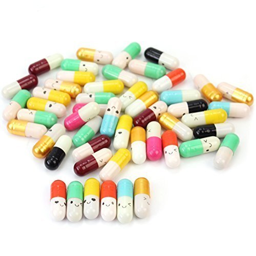 Wetco Message in a Bottle Capsule Letter Cute Love Friendship Half Color Pill, Plastic, Assorted Color – 50 Pcs
