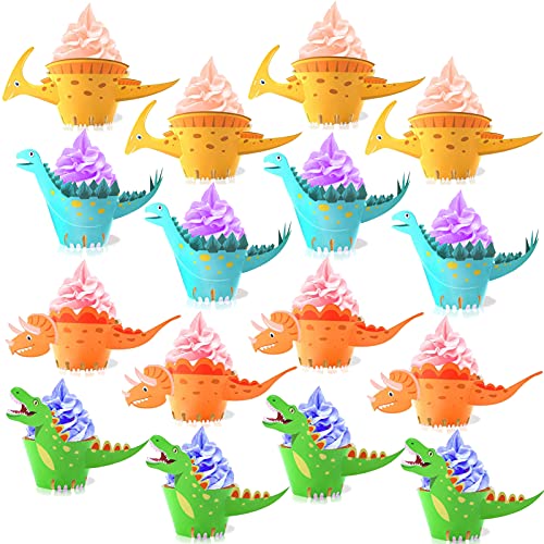 Dinosaur Cupcake Wrappers Toppers(48Pack),Konsait Little Dino Cupcake Toppers Cake Table Decorations Party Supplies for Boys Kids Birthday Party Decor Favors
