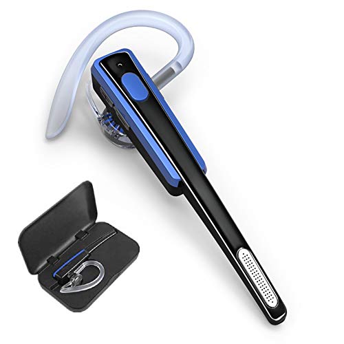 COMEXION Bluetooth Headset, Wireless Business Earpiece V4.1 Lightweight Noisy Suppression Bluetooth Earphone with Microphone for Phone/Laptop/Car（Blue+Case）