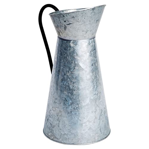 Juvale Rustic-Style Galvanized Pitcher Vase with Handle, Metal Watering Can for Farmhouse-Style Home Decor, Table Centerpieces, Decorative Flowers Arrangements (12 in)