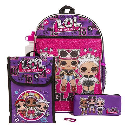 LOL Surprise Purple Back too School Essentials Set for Girls, Purple, Size 16″