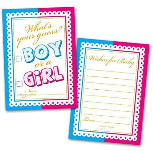 Leigha Marina Baby Shower Cards What’s Your Guess Boy or a Girl and Wishes for Baby – 40 Cards