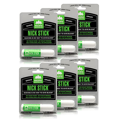 Pacific Shaving Company Nick Stick – Liquid Roll-On Applicator Puts Nicks in Their Place With Vitamin E & Aloe Vera – Styptic Pencil – Residue Free Shave Stick For Men (0.25 Oz, 6 Pack)