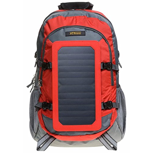XTPower Hiking Solar Backpack with Removable 7 Wall Solar Panel for Smart Phones, Tablets, GPS, Bluetooth and GoPro devices in Red and Grey