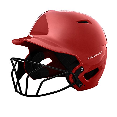 EvoShield XVT Luxe Fitted Batting Helmet with Facemask, Scarlet – Medium