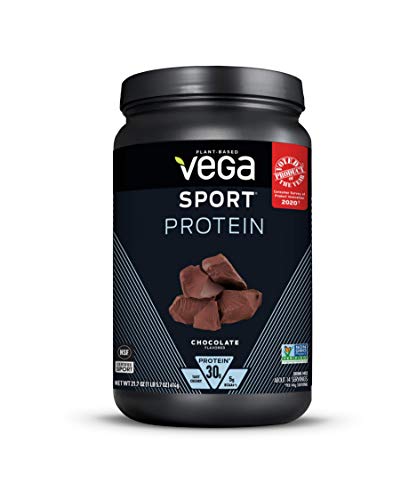 Vega Sport Protein Powder Chocolate (14 servings, 21.7 oz) – Plant-Based Vegan Protein Powder, BCAAs, Amino Acid, tart cherry, Non Dairy, Gluten Free, Non GMO (Packaging May Vary)