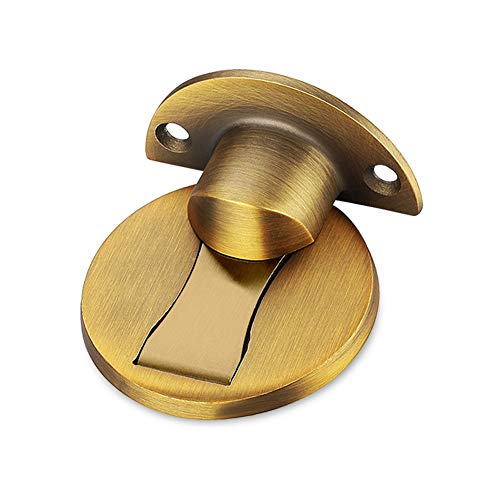 Door Stopper, Leagway Stainless Steel Magnetic Door Stop Catch, Heavy Duty Home Office Hotel Door Holder Hardware Wall Protetor with Dual Adhesives and Conceal Screw Mount, No Drill (Yellow Bronze)