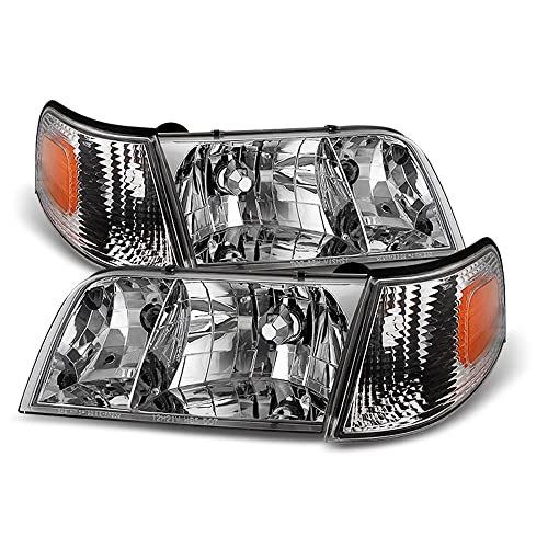 ACANII – For 1998-2011 Ford Crown Victoria Headlights Headlamps+Corner Parking Signal Lights Driver + Passenger