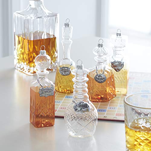 RAZ Imports Raz 5.5″ Decanter Liquor Bottle Set of 5 Glass Christmas Ornaments 3853013