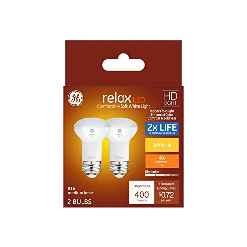 GE Relax 2-Pack 40 W Equivalent Dimmable Soft White R16 LED Light Fixture Light Bulb