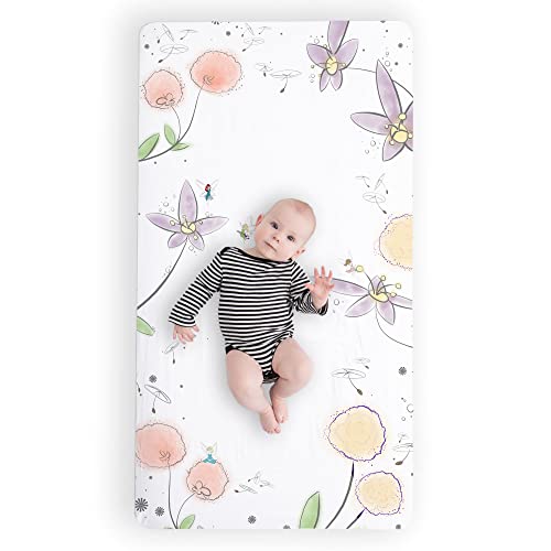 JumpOff Jo – Fitted Crib Sheet, Super Soft 100% Cotton Sheet for Standard Crib Mattresses and Toddler Beds, 28 in. x 52 in, Storytelling Designs – Fairy Blossom