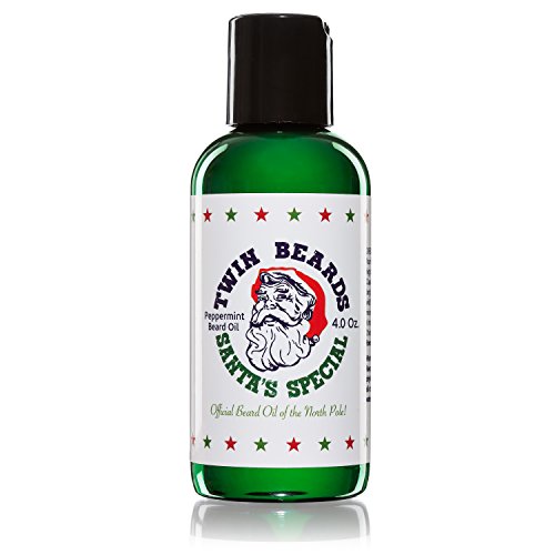 Twin Beards Santa’s Special Peppermint Beard Oil for Men | Peppermint Beard & Mustache Oil | Natural Beard Oil | Peppermint Scented Beard Oil | Beard Conditioner & Oils| 4 oz