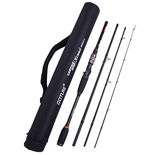 Fishing Rods Spinning Travel Fishing Pole Pack case Portable 4 Sections ulLight Weight Carbon Fiber Poles M Power Medium Action 7ft