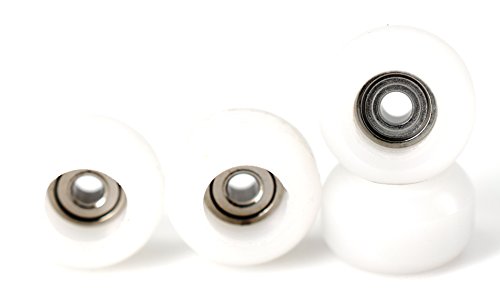 Teak Tuning CNC Polyurethane Fingerboard Bearing Wheels, White – Set of 4 Wheels – Durable Material with a Hard Durometer
