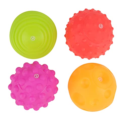 GLOGLOW 4PCS Sensor Ball Set Baby Textured Touch Hand Ball Toys Baby Grip Balls Squish Toys Colorful Melody Cognition Rubber Kids Early Learning Toys