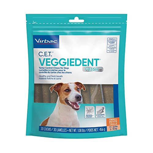 Virbac CET Veggiedent FR3SH Tartar Control Chews for Dogs, Small, Beef, 1.1 pounds