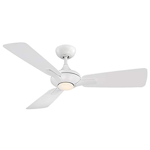 Mykonos Smart Indoor and Outdoor 3-Blade Ceiling Fan 52in Matte White with 3000K LED Light Kit and Remote Control works with Alexa, Google Assistant, Samsung Things, and iOS or Android App