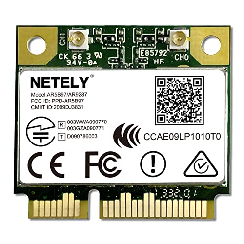 NETELY IEEE 802.11N Mini-PCIE Interface 300Mbps WiFi Adapter for Laptop PCs and Industrial Devices-Mini-PCIE Wi-Fi Card-Qualcomm Atheros AR9287 Wireless Network Adapter (AR9287)